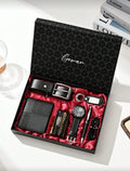 Bon&Bon 7-Delige Luxe Heren Cadeauset - Zwart - Riem & Horloge
