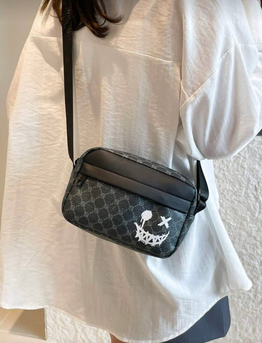 Bon&Bon Schoudertas Heren - Zwart Kunstleer - Moderne Crossbody Tas