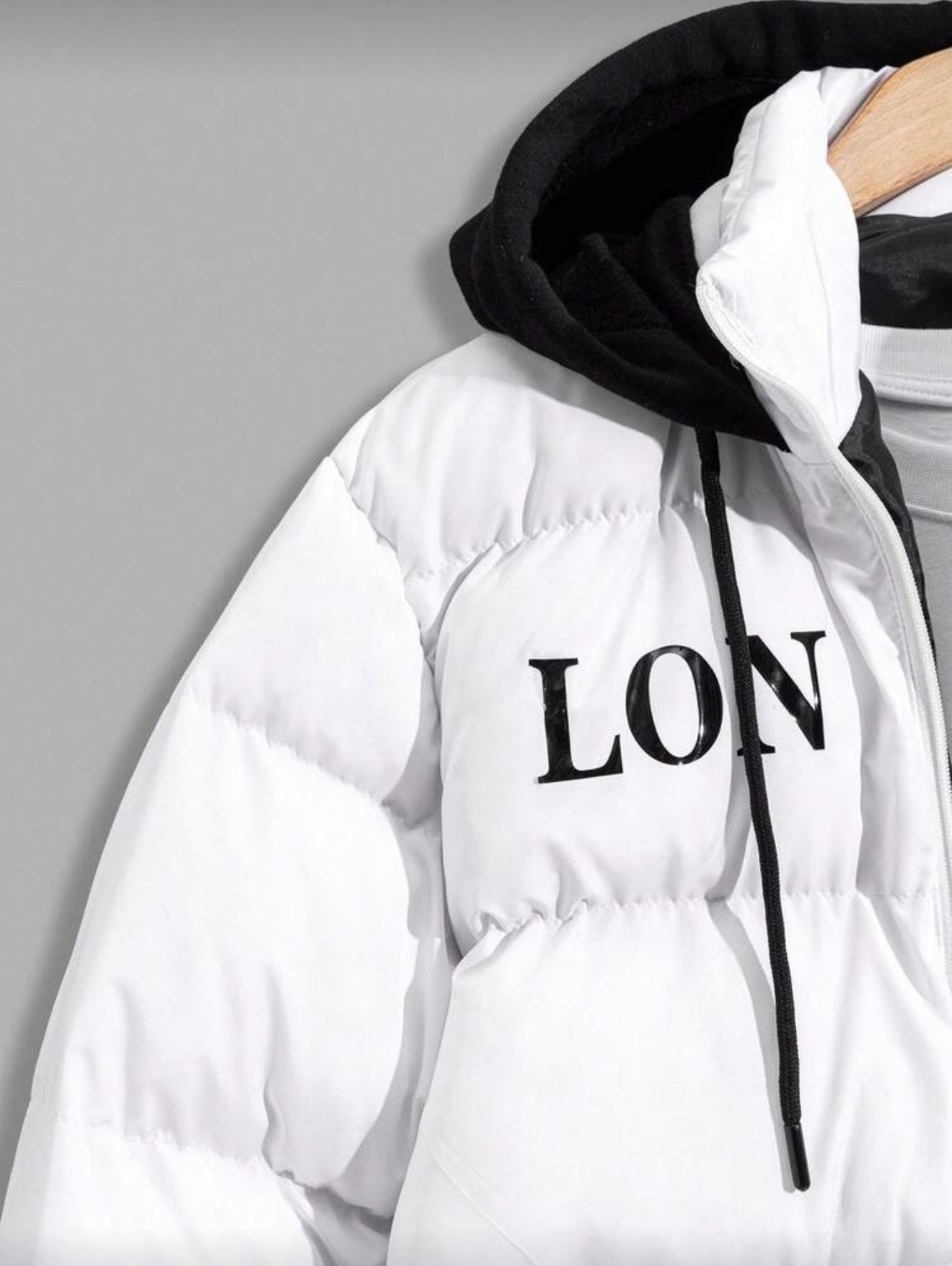 Bon&Bon Heren Winterjas met Capuchon – Warme Puffer Jas Zwart/Wit