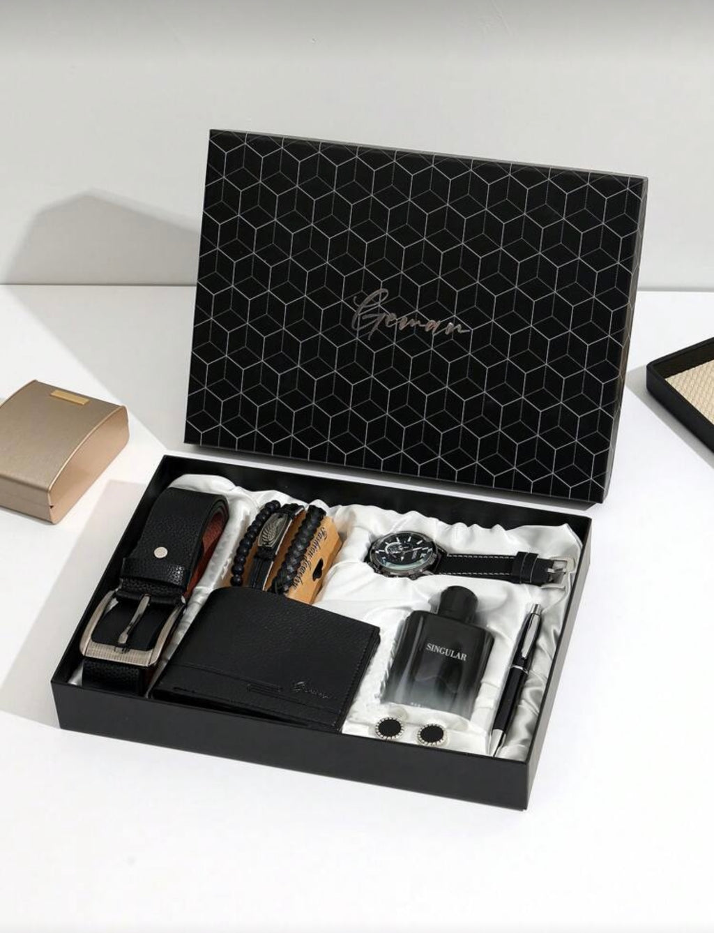 Bon&Bon Zakelijke Heren Geschenkset - Horloge, Parfum & Riem - Zwart