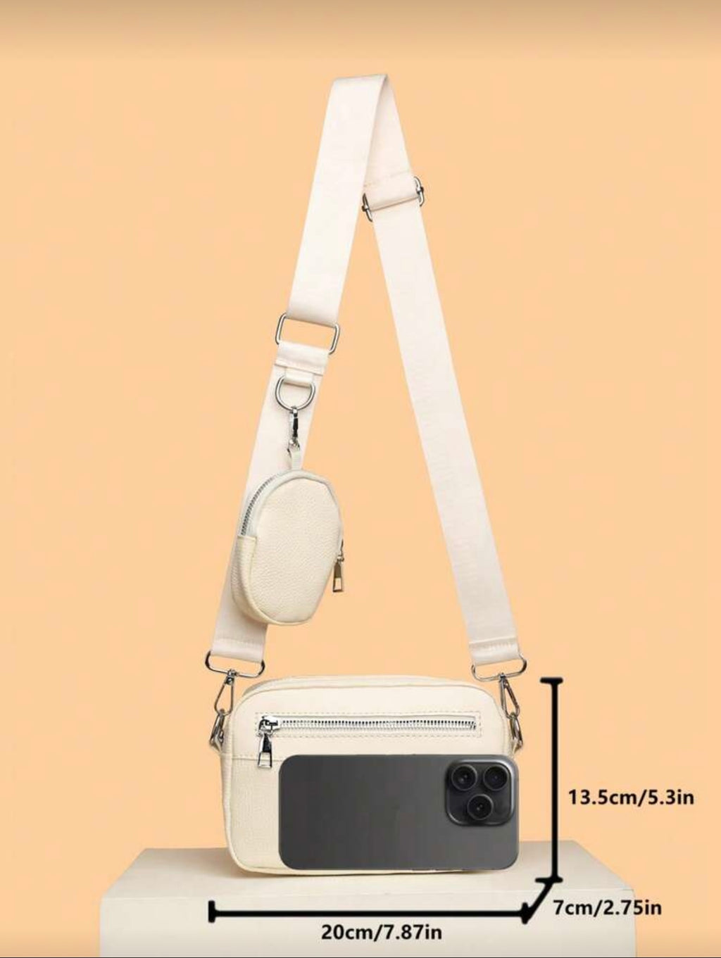 Bon&Bon Beige Schoudertas Heren - Kunststof Leder met Mini Portemonnee