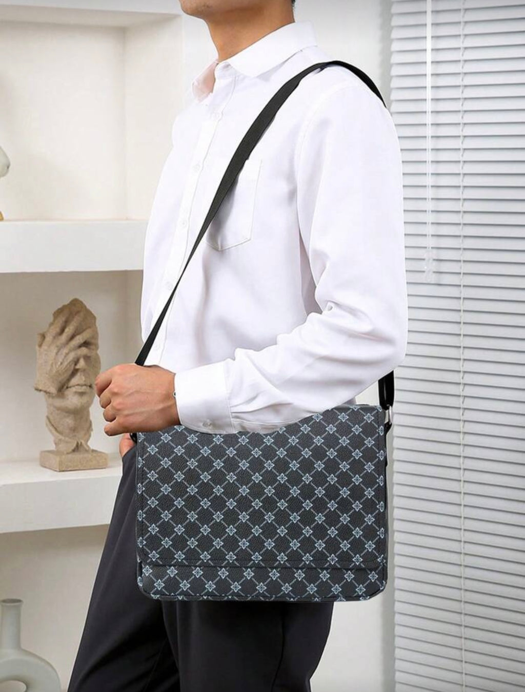 Bon&Bon Casual Crossbody Schoudertas Heren - Zwart Kunstleer Flap