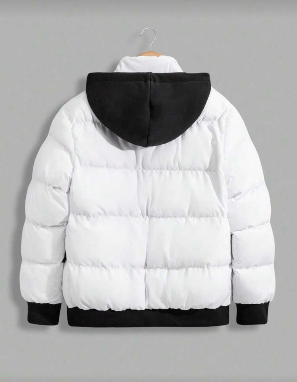 Bon&Bon Heren Winterjas met Capuchon – Warme Puffer Jas Zwart/Wit