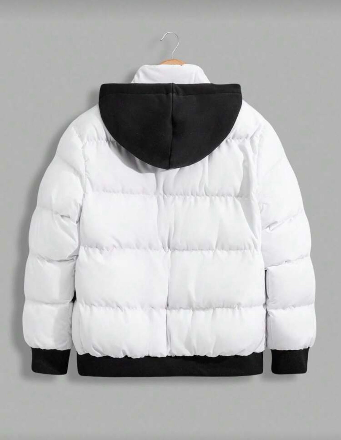 Bon&Bon Heren Winterjas met Capuchon – Warme Puffer Jas Zwart/Wit