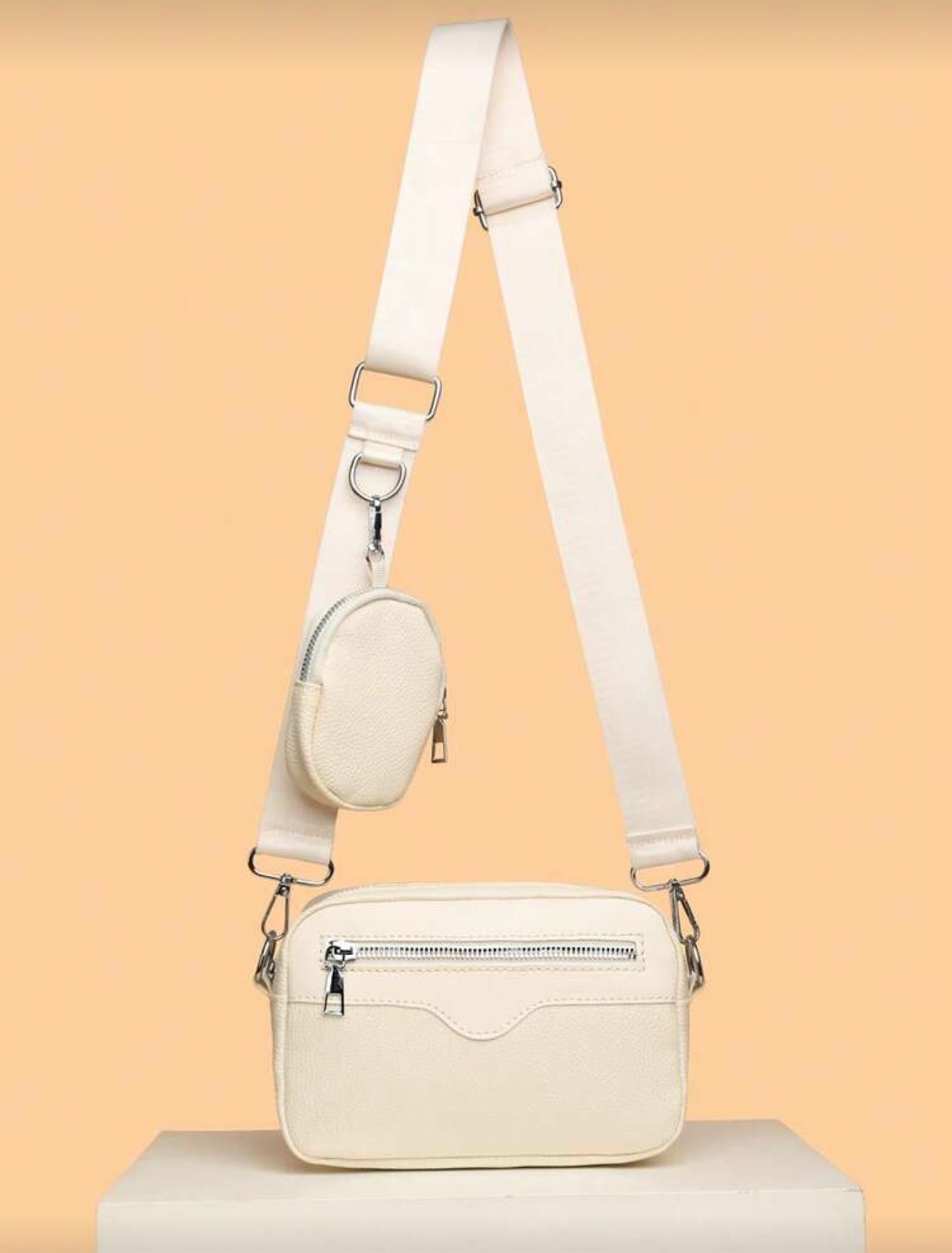 Bon&Bon Beige Schoudertas Heren - Kunststof Leder met Mini Portemonnee