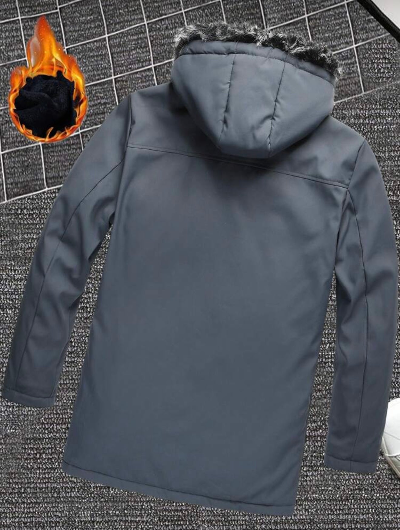 Bon&Bon Heren Winterjas – Dikke Gewatteerde Jas – Donkergrijs