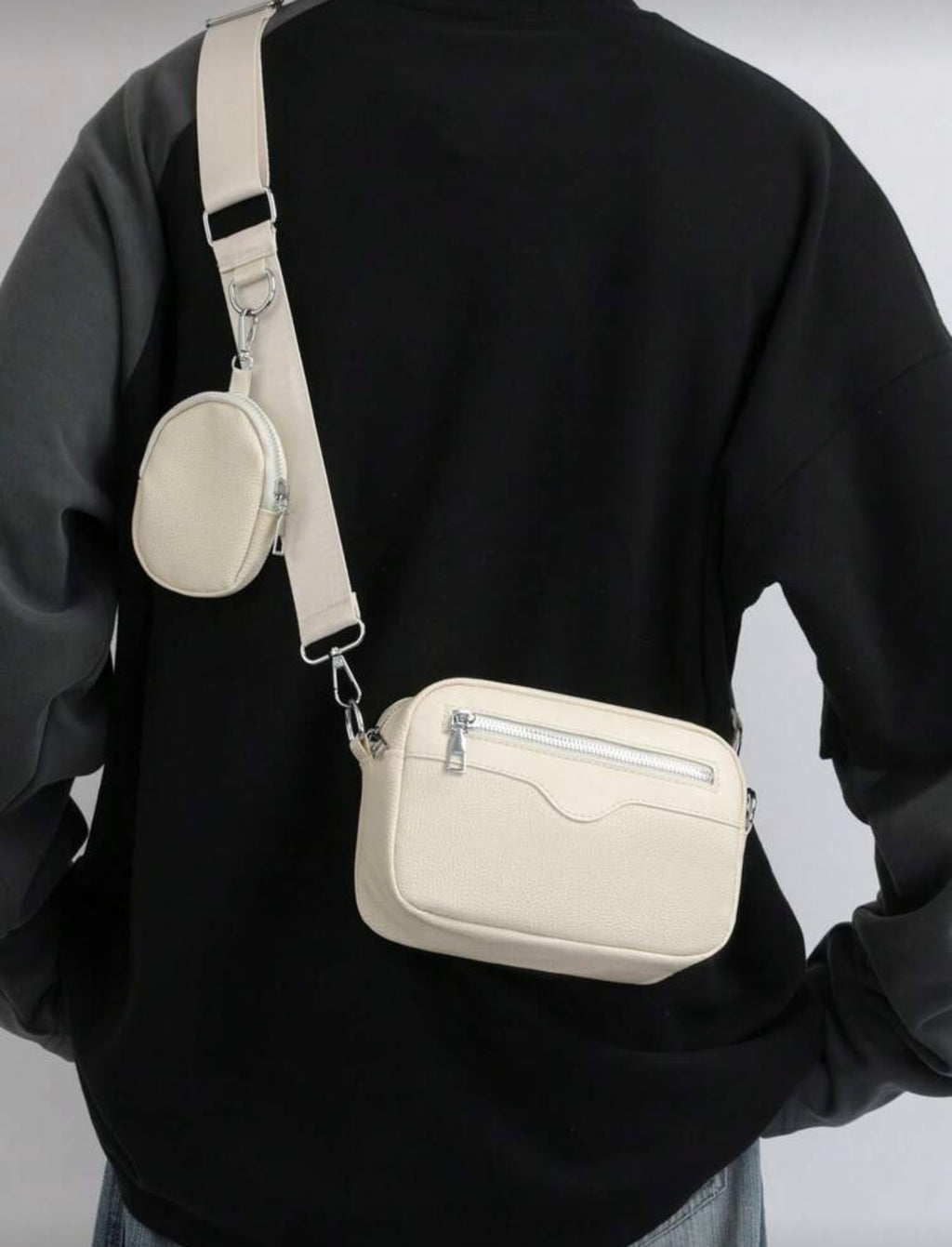 Bon&Bon Beige Schoudertas Heren - Kunststof Leder met Mini Portemonnee