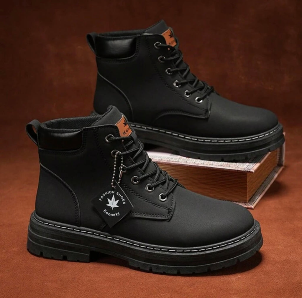 Bon&Bon Winter Heren Schoenen – Zwarte Veterschoenen van Netweefsel