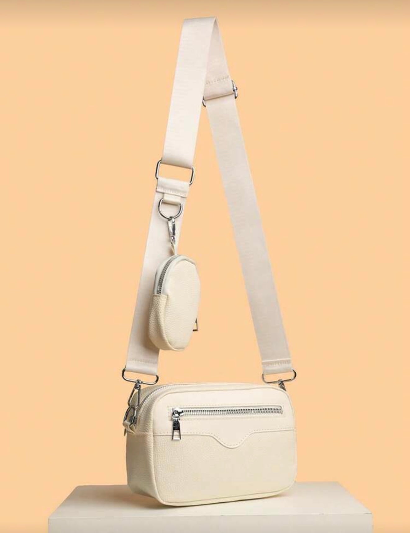 Bon&Bon Beige Schoudertas Heren - Kunststof Leder met Mini Portemonnee