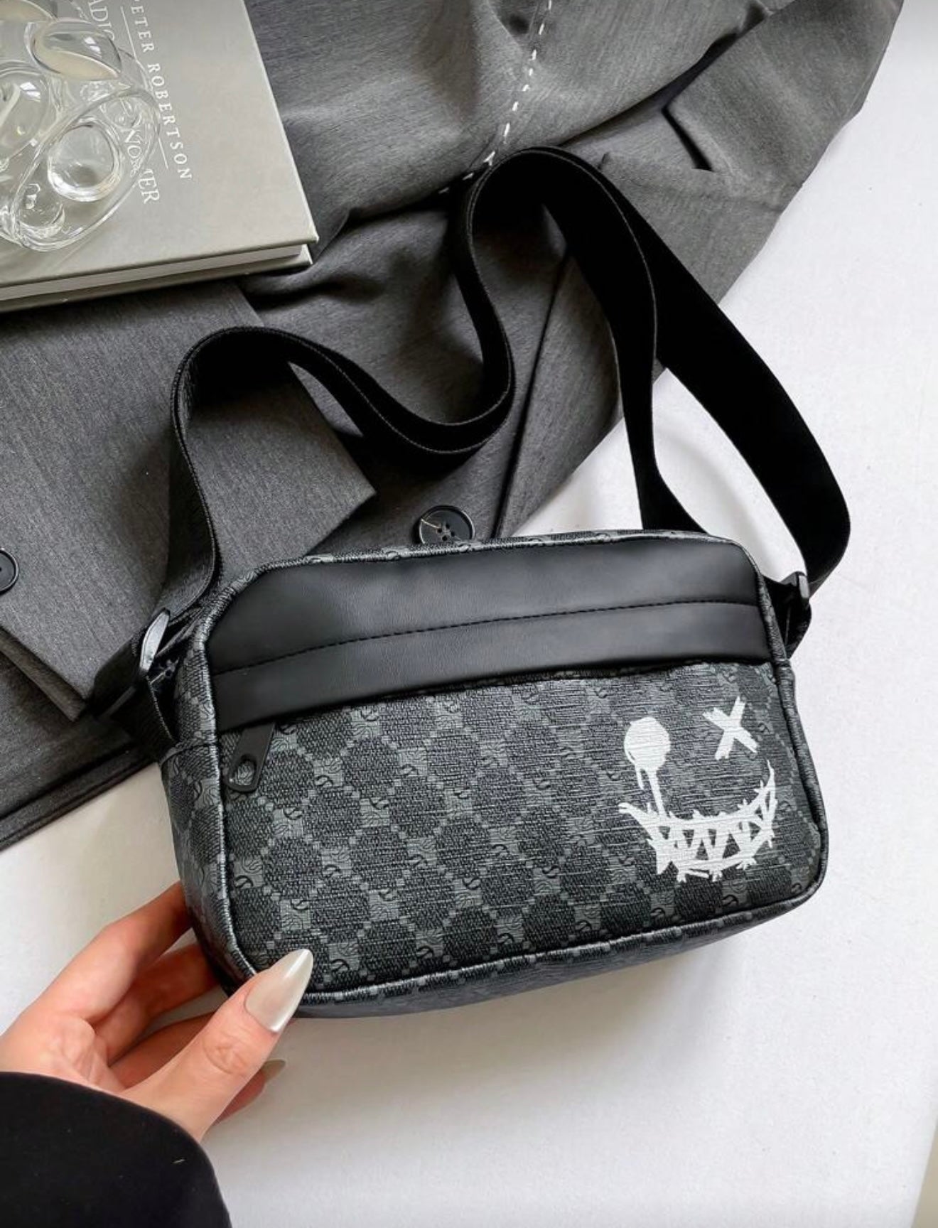 Bon&Bon Schoudertas Heren - Zwart Kunstleer - Moderne Crossbody Tas