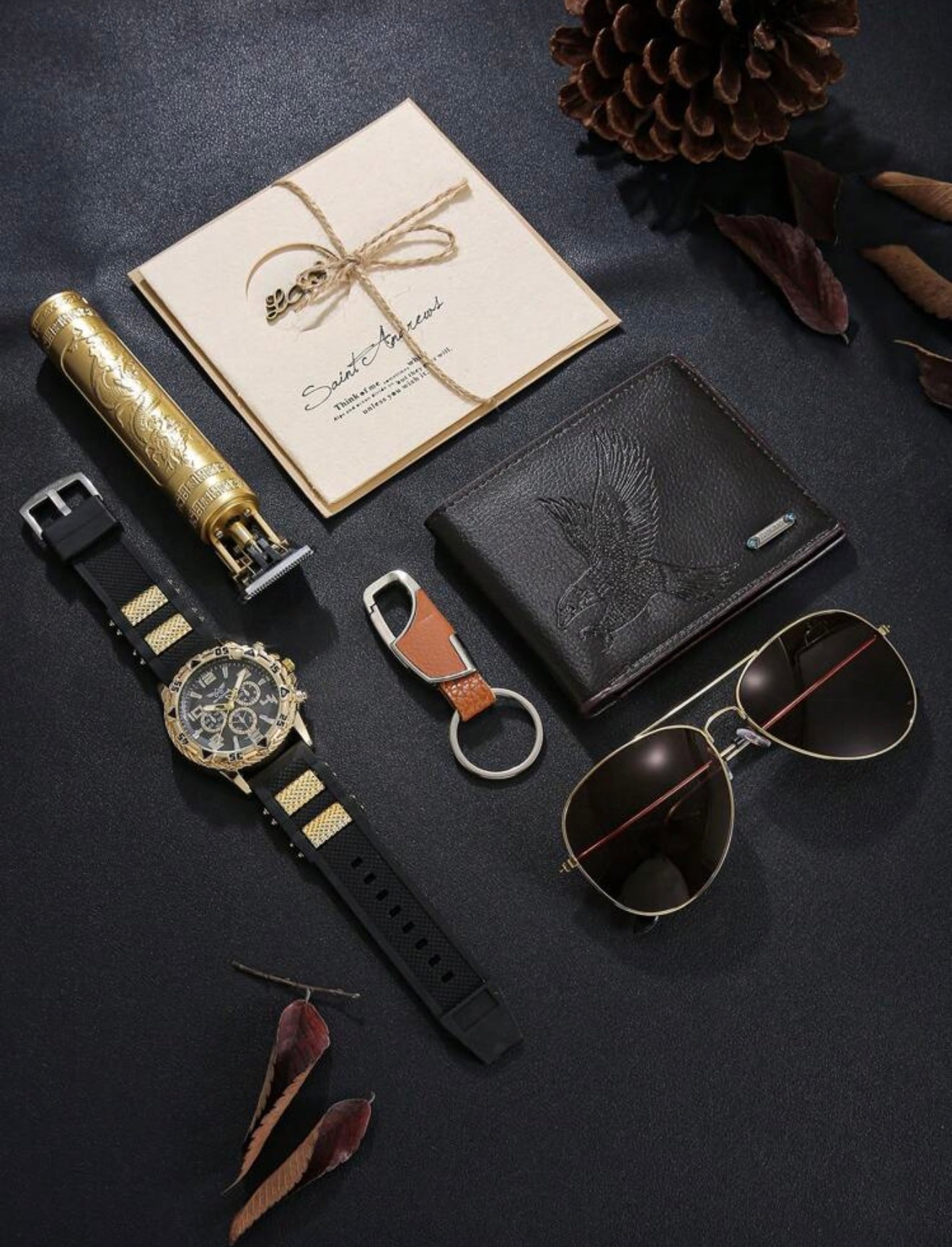 Bon&Bon 7-Delige Luxe Heren Cadeauset met Horloge en Portemonnee