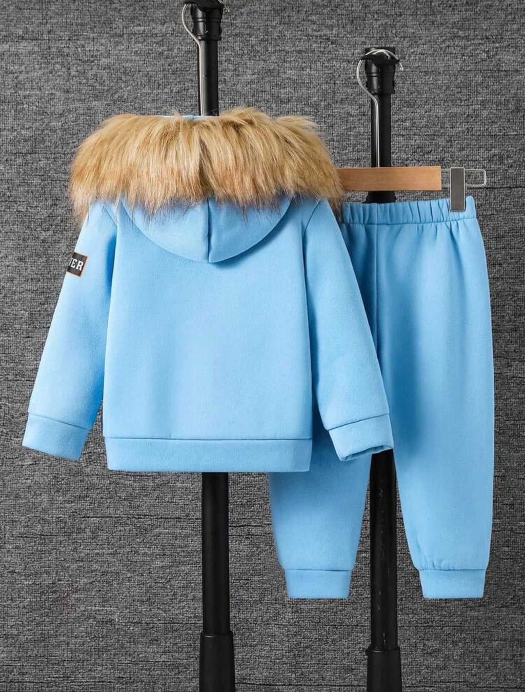 Bon&Bon Winterset Peuterjongens: Blauwe Hoodie met Bontkraag en Broek
