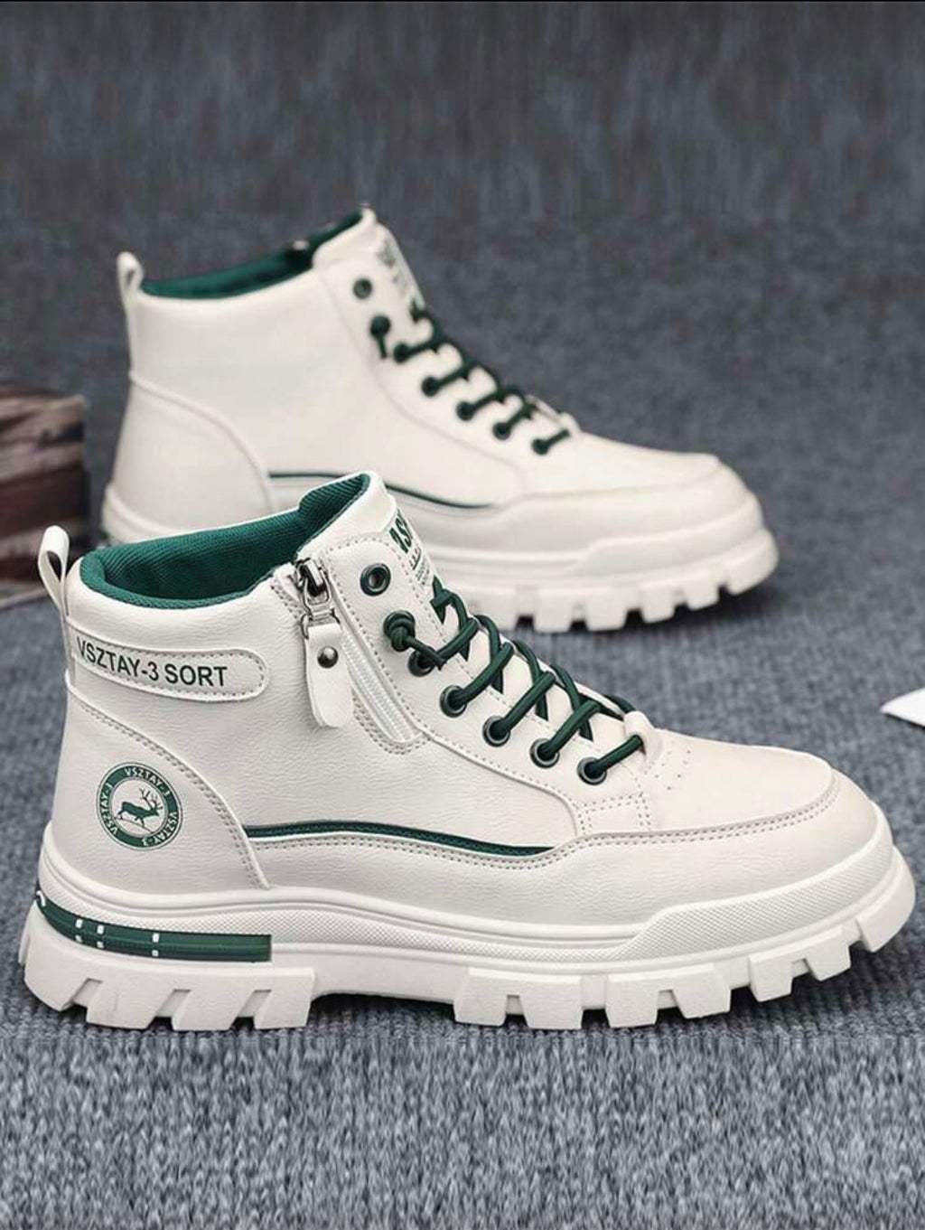 Bon&Bon Heren Winter Laarzen - Thermisch Gevoerd - Wit/Groen - Maat 42