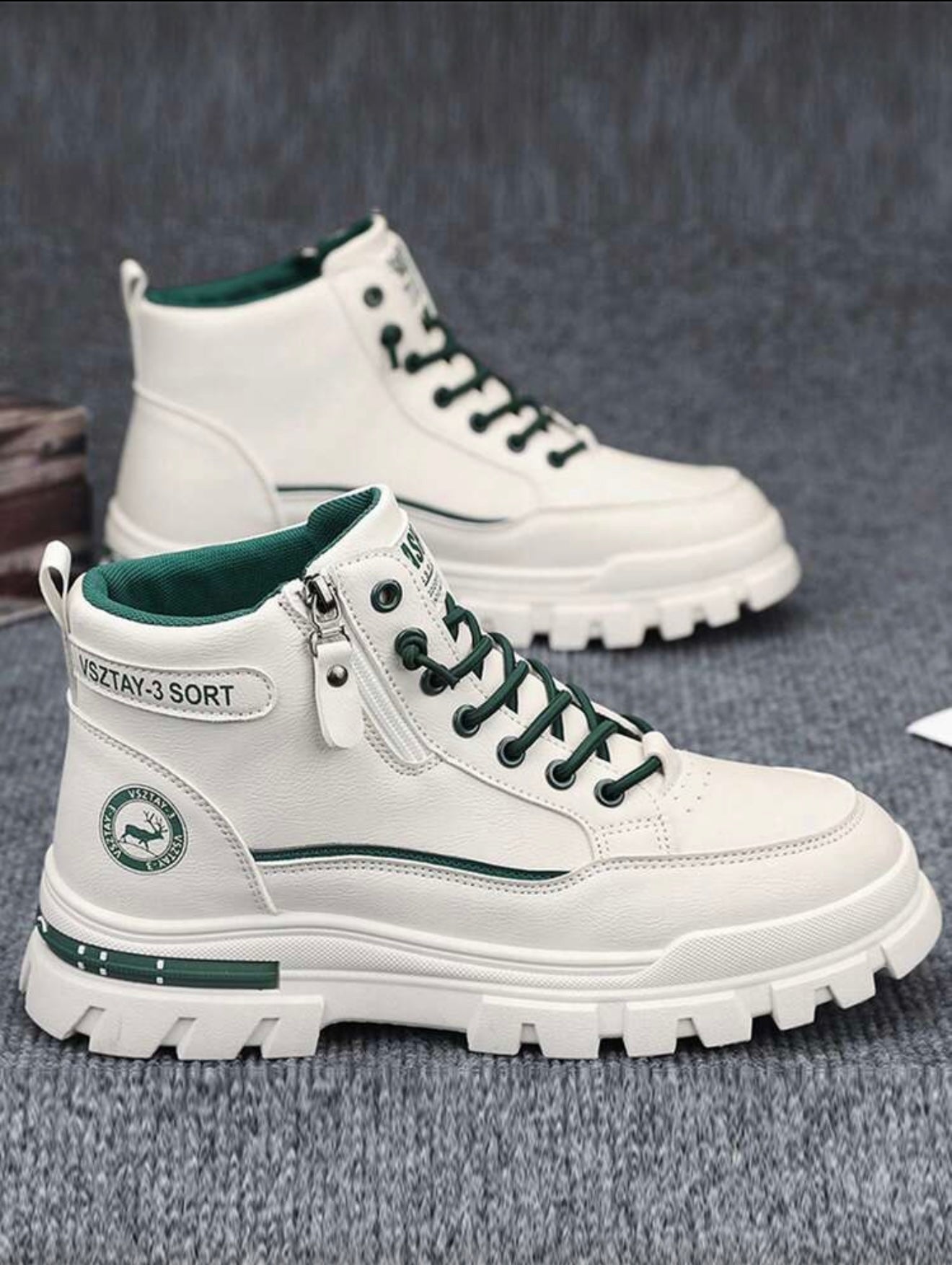 Bon&Bon Heren Winter Laarzen - Thermisch Gevoerd - Wit/Groen - Maat 42