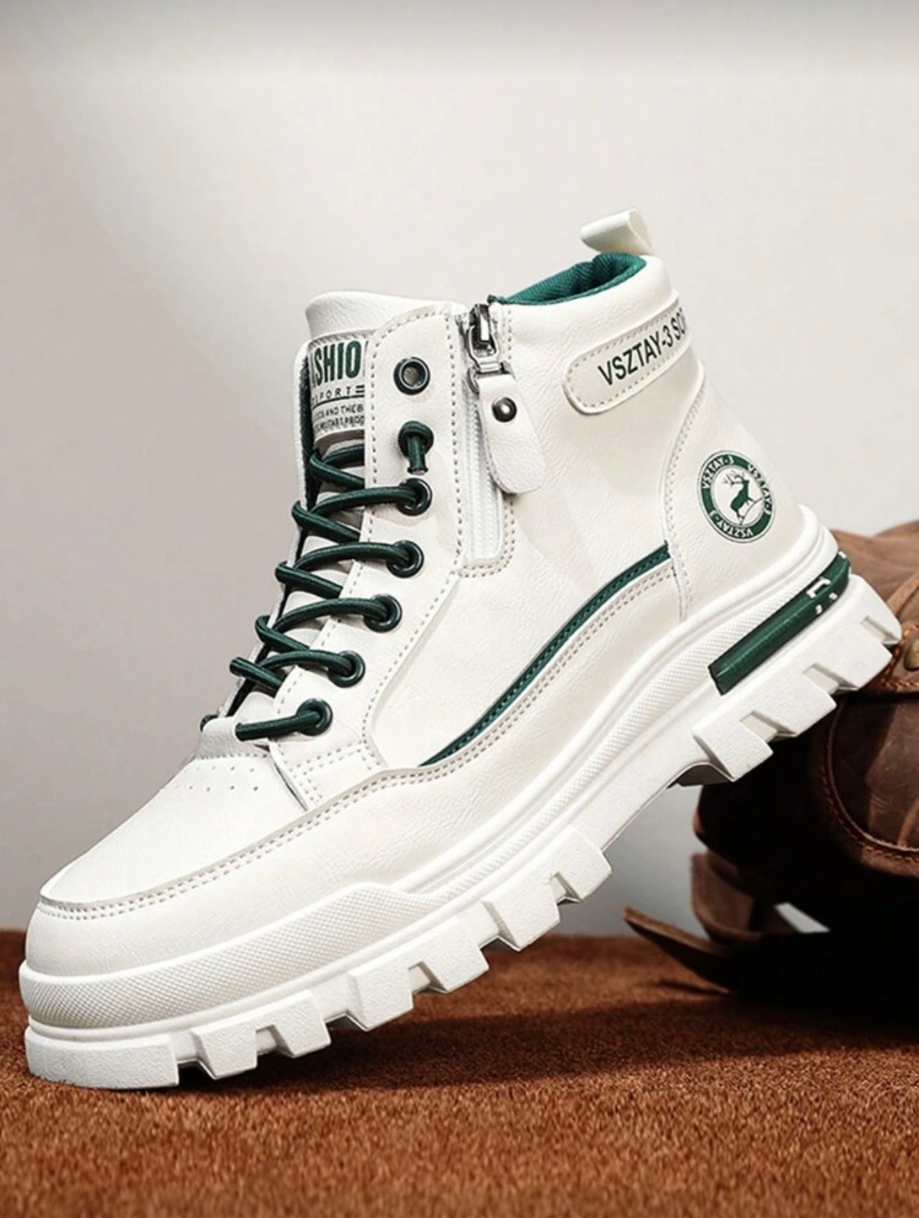 Bon&Bon Heren Winter Laarzen - Thermisch Gevoerd - Wit/Groen - Maat 42