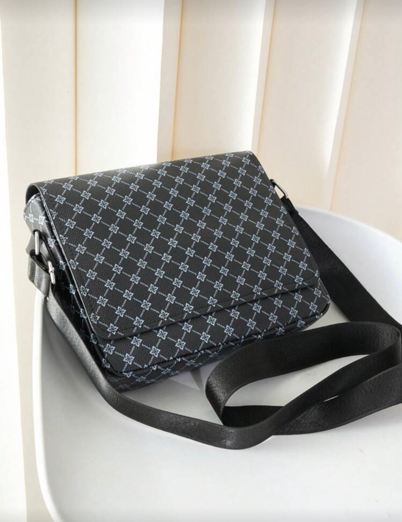 Bon&Bon Casual Crossbody Schoudertas Heren - Zwart Kunstleer Flap