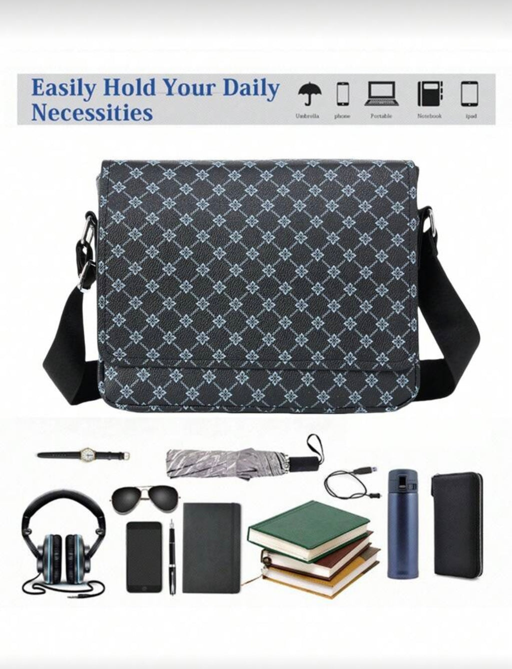 Bon&Bon Casual Crossbody Schoudertas Heren - Zwart Kunstleer Flap