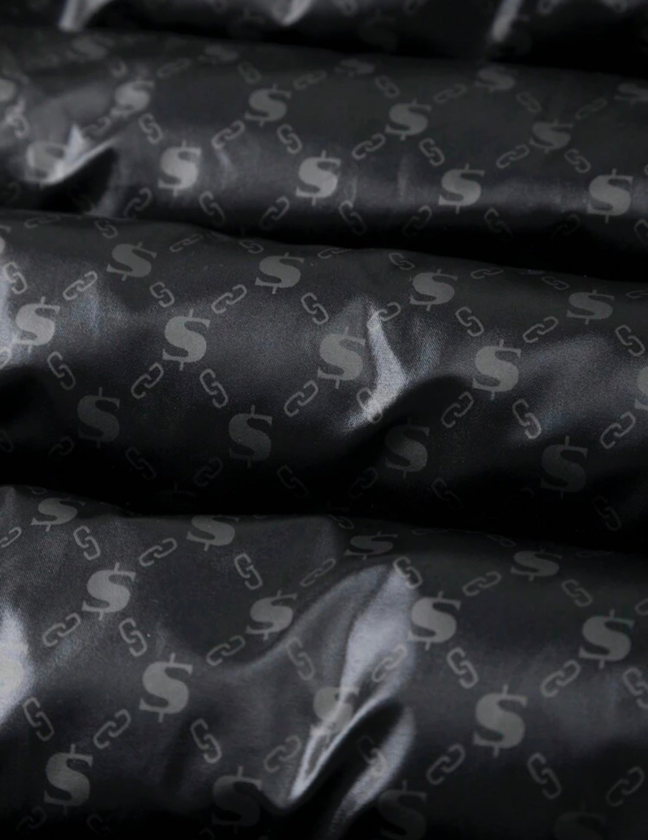 Bon&Bon Heren Winterjas Zwart – Gewatteerd met Grafische Print