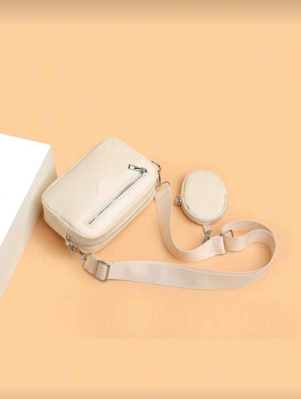 Bon&Bon Beige Schoudertas Heren - Kunststof Leder met Mini Portemonnee