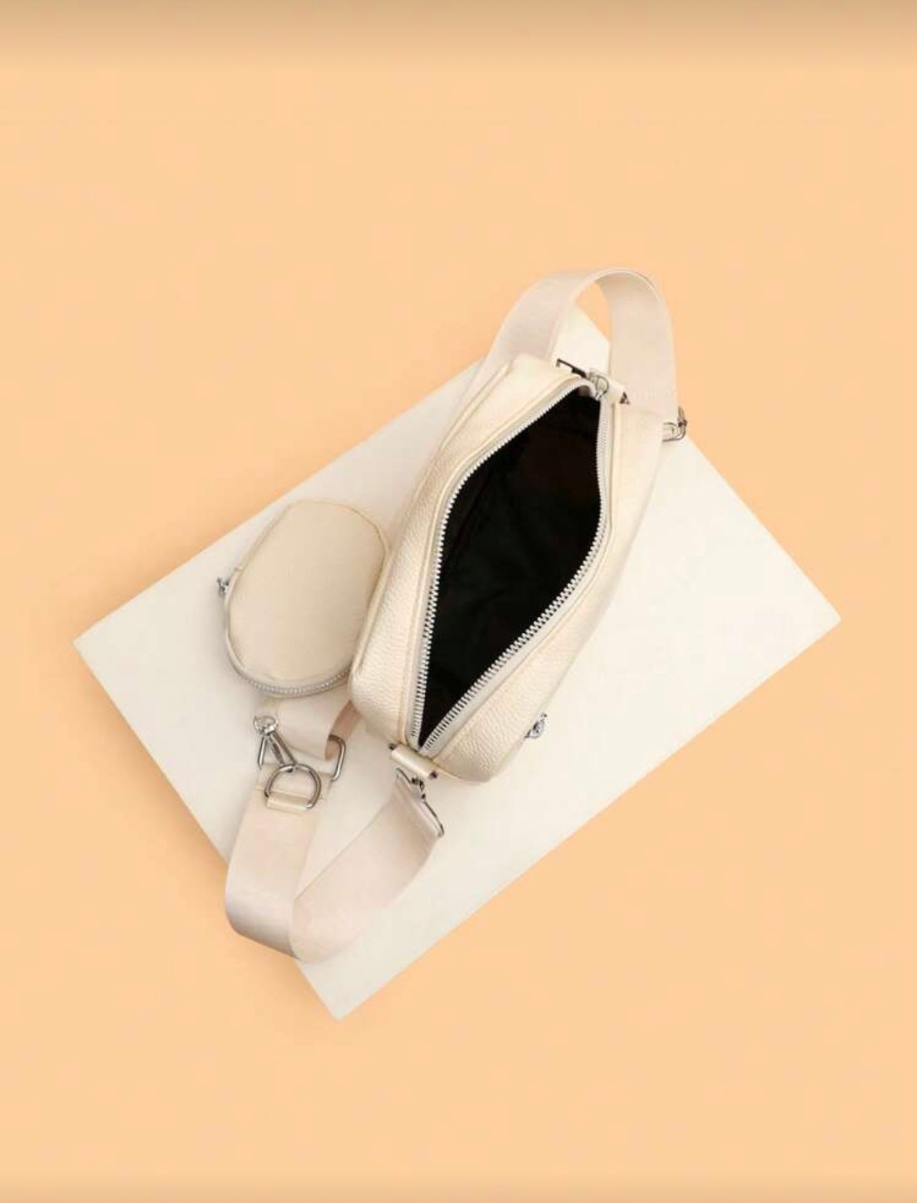 Bon&Bon Beige Schoudertas Heren - Kunststof Leder met Mini Portemonnee