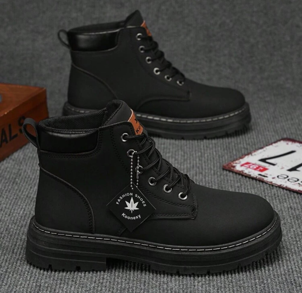 Bon&Bon Winter Heren Schoenen – Zwarte Veterschoenen van Netweefsel