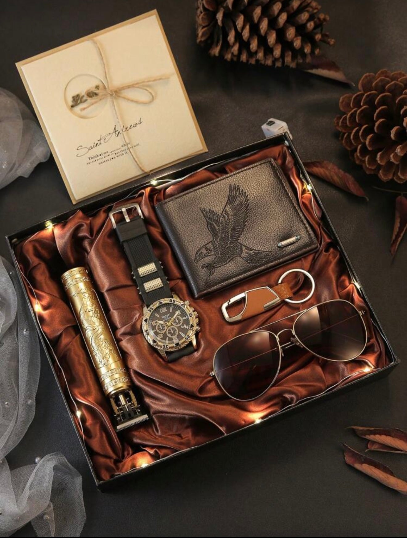 Bon&Bon 7-Delige Luxe Heren Cadeauset met Horloge en Portemonnee