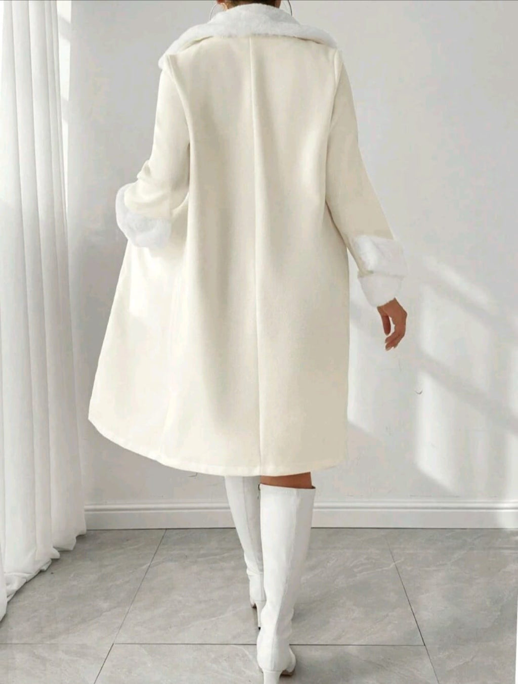 Bon&Bon Women's Winter Jacket – Apricot Cotton Button-Front Long Coat