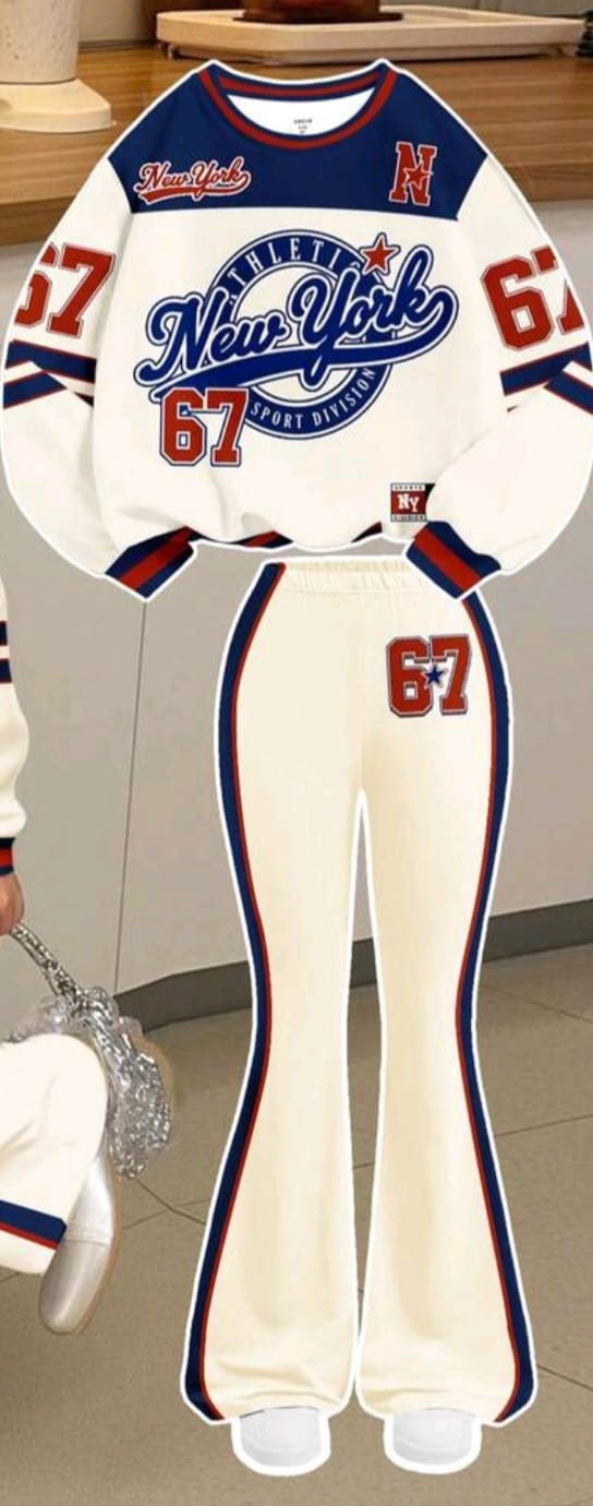 Bon&Bon Retro American Style Meisjes Tracksuit – 2-Delige Gebreide Set