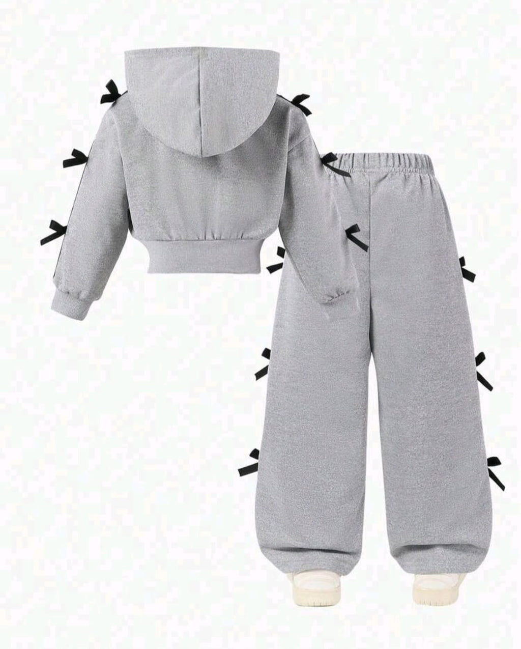 Bon&Bon Girls Winter Fashion Set – Silver Hooded Sweatshirt & Wide Leg Pants