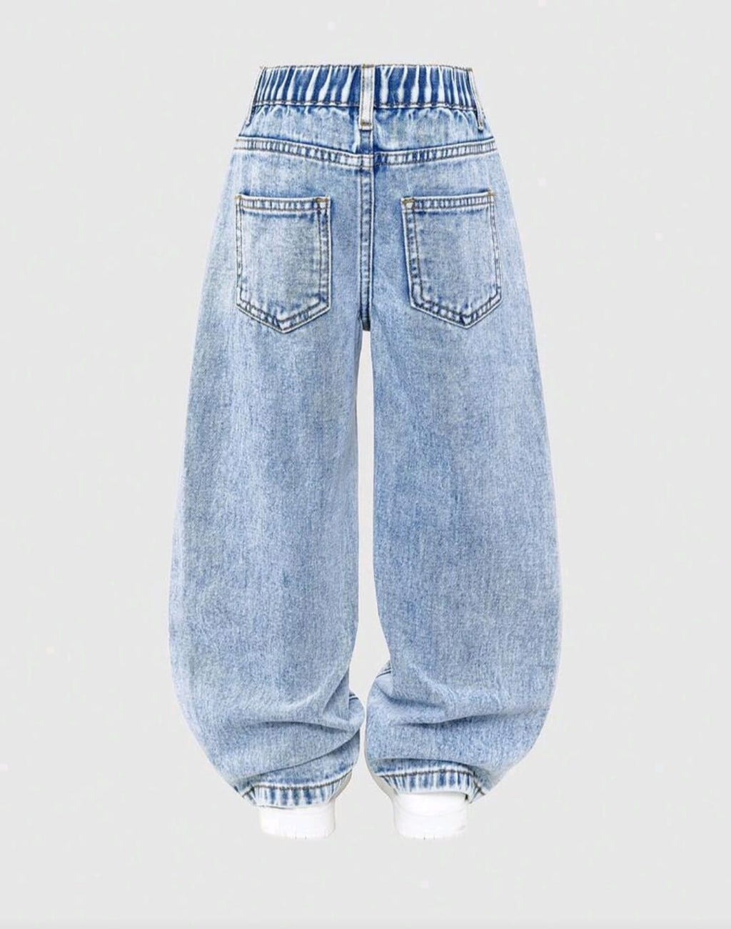 Bon&Bon Baby Girls Rabbit Print Denim Jeans | Straight Leg Cute Pants